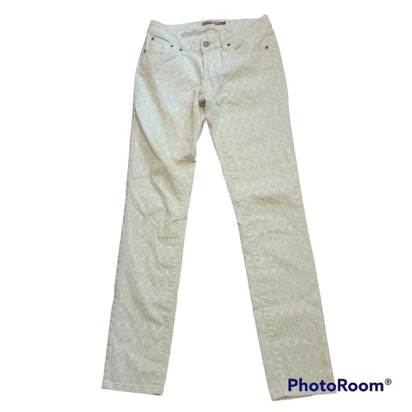 Prana Kara Diamond Patterned Cream/Light Olive Pants 2/26 - Picture 1 of 6